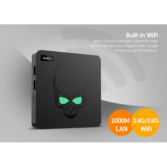 BEELINK GT KING WI-FI 6 (AX), ANDROID 9.1, 4/64 GB, 4K60P, LAN 1GB, 5G WIFI, BT 4.2, USB 3.0