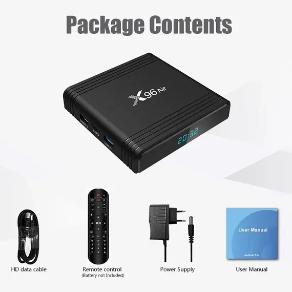 X96 AIR AMLOGIC S905X3 ANDROID 9.0, 4K60P, DUAL BAND WIFI, BLUETOOTH 4.0, USB 3.0