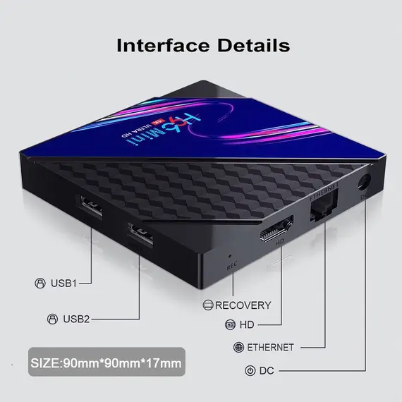 H96 MINI V8, 2/16 GB, ANDROID 10, LAN, 4K 60