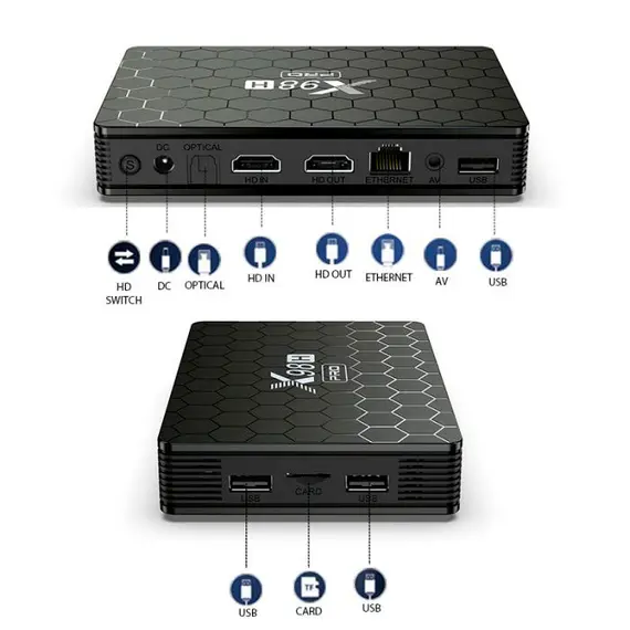 X98H PRO 4/32 GB, 8K, ANDROID 12, DUAL WIFI, GIGABIT LAN, BLUETOOTH 5