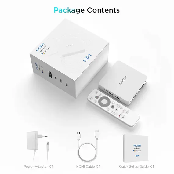 KICKPI KP1 S905Y4 ANDROID 12.0, 2/32 GB, GOOGLE TV12, NETFLIX 4K AND GOOGLE CERTIFICATED, DUAL WIFI, BLUETOOTH 5.0